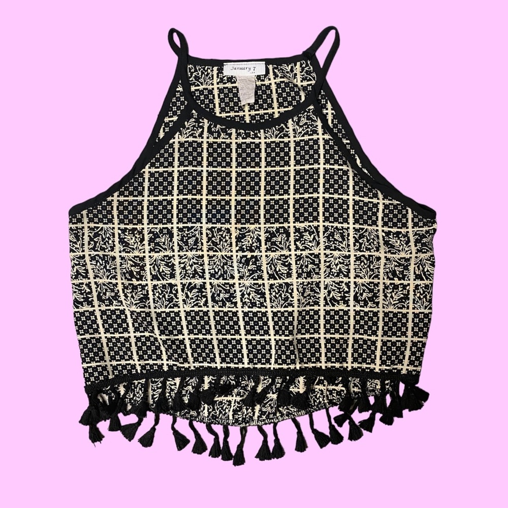 Y2K Crop Top Tassels SIZE SMALL